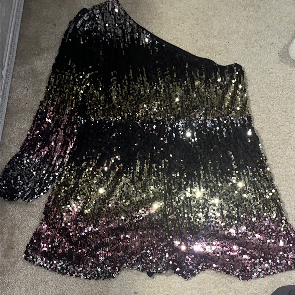 Sequin One-Shoulder Romper